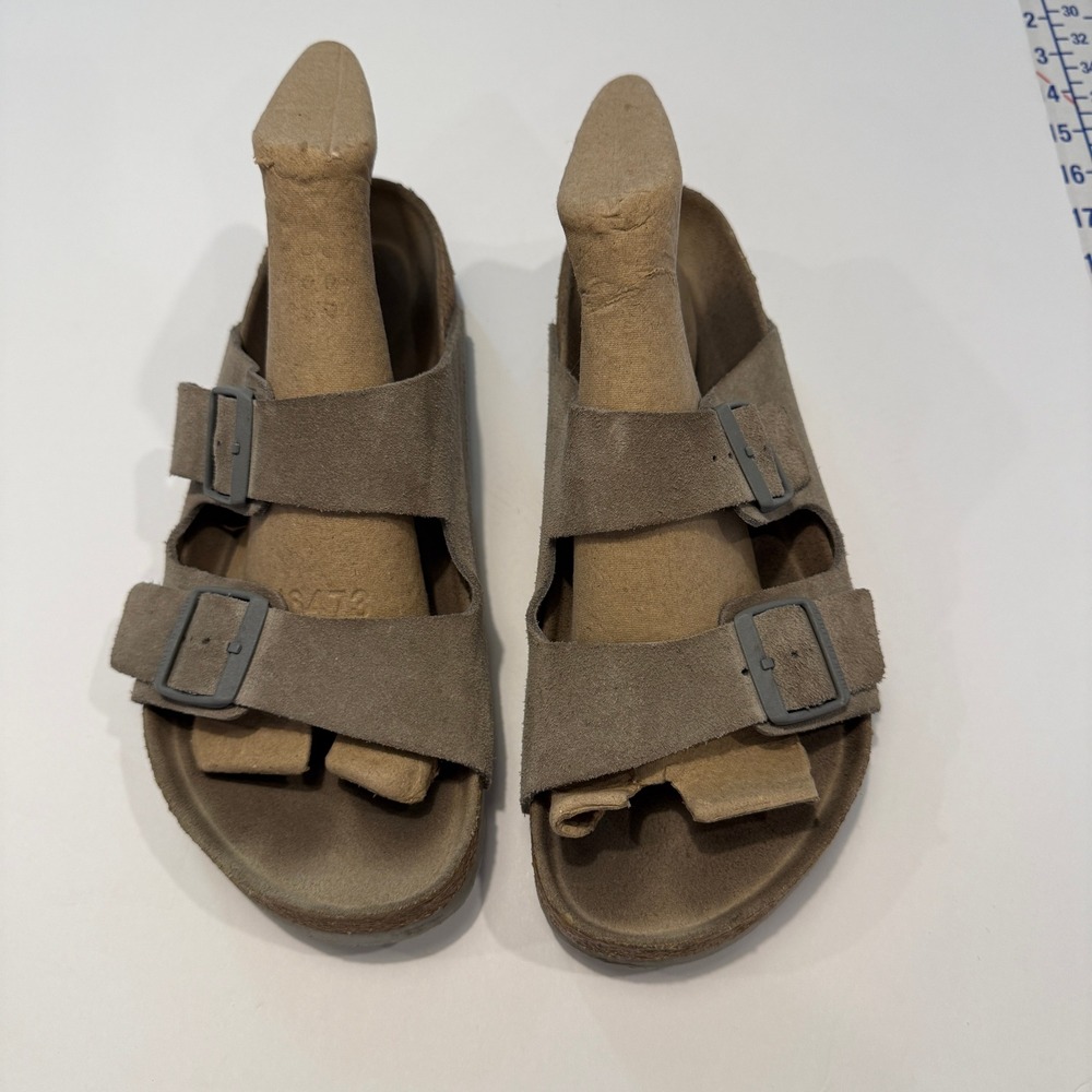 Birkenstock Arizona Suede Sandals 42 Women 11 Taupe 2-Strap Slide Boho Gorpcore
